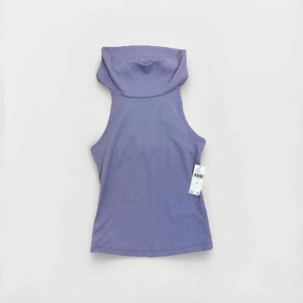 Anthropologie Pilcro Shimmer Cowl Neck Halter Top‎ Dusty Violet XS NWT